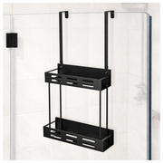 Over the Door 2-tier Shower Caddy Organiser Shelf with Hooks for Bathroom - Black
