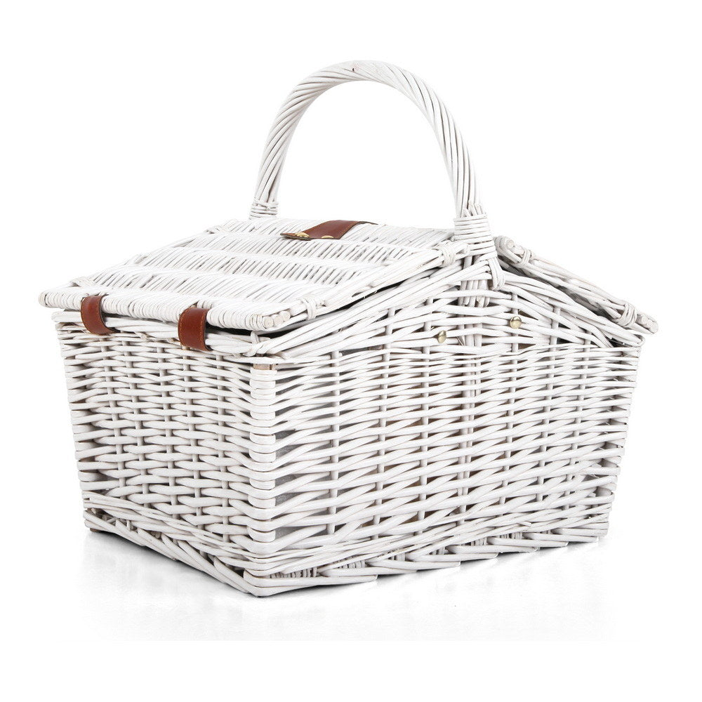 2 Person Picnic Basket Willow Vintage Baskets Insulated Blanket Bag Set