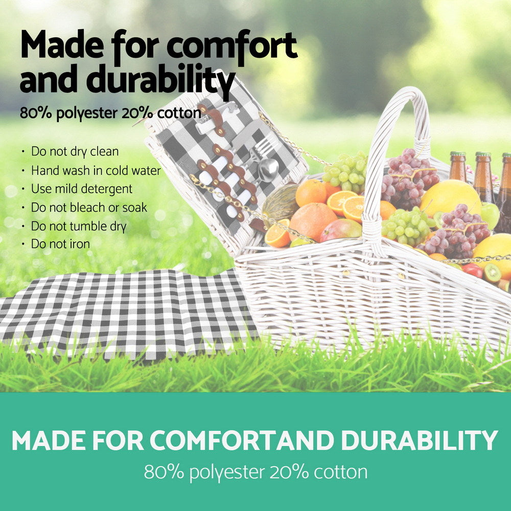 2 Person Picnic Basket Willow Vintage Baskets Insulated Blanket Bag Set