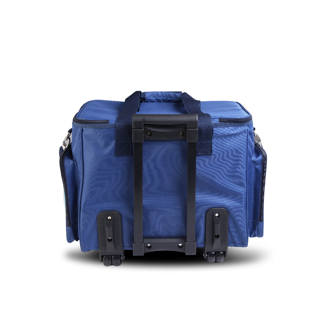 6 Person Picnic Basket Set Bag Wheels Insulated - Blue