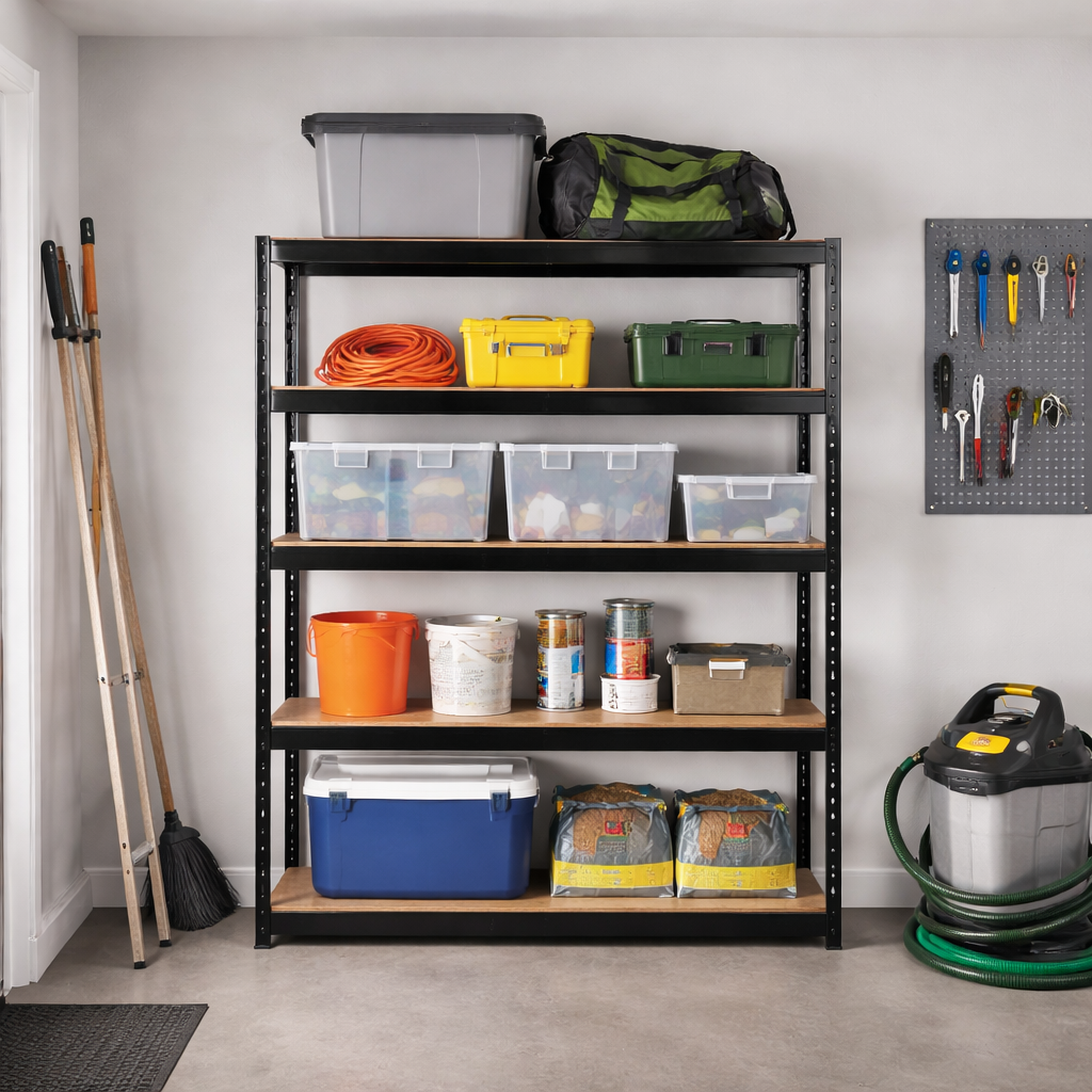 1.8M Power-Coated Warehouse Shelving - Black