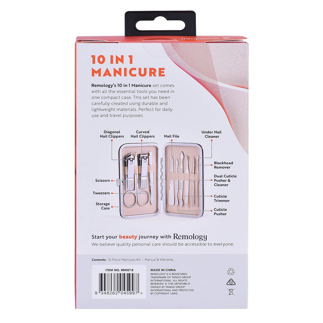 10 Pcs Remology Stainless Steel Manicure Set Silver - 09
