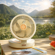 Rechargeable Compact Cordless Fan with Remote & Night Light USB-C - Beige