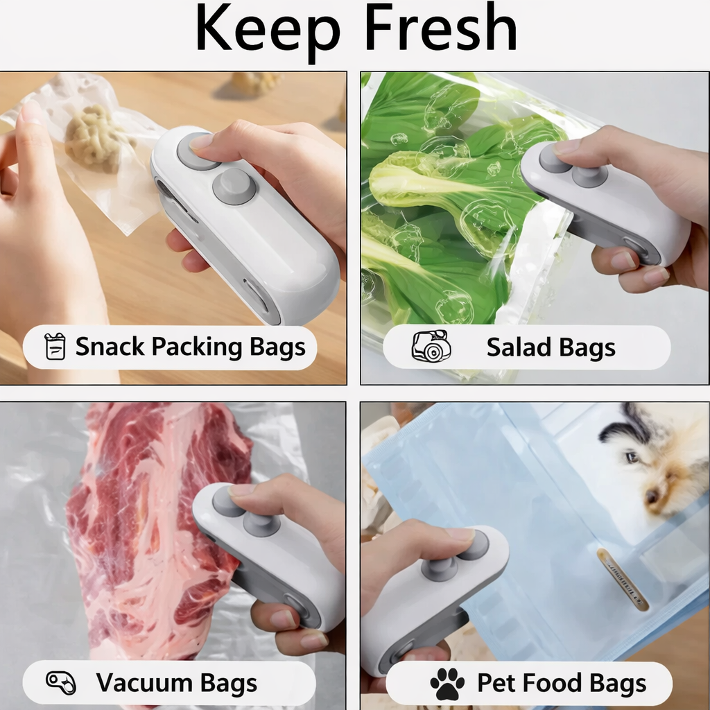 Rechargeable Snack Chips Package Bag Sealer - White