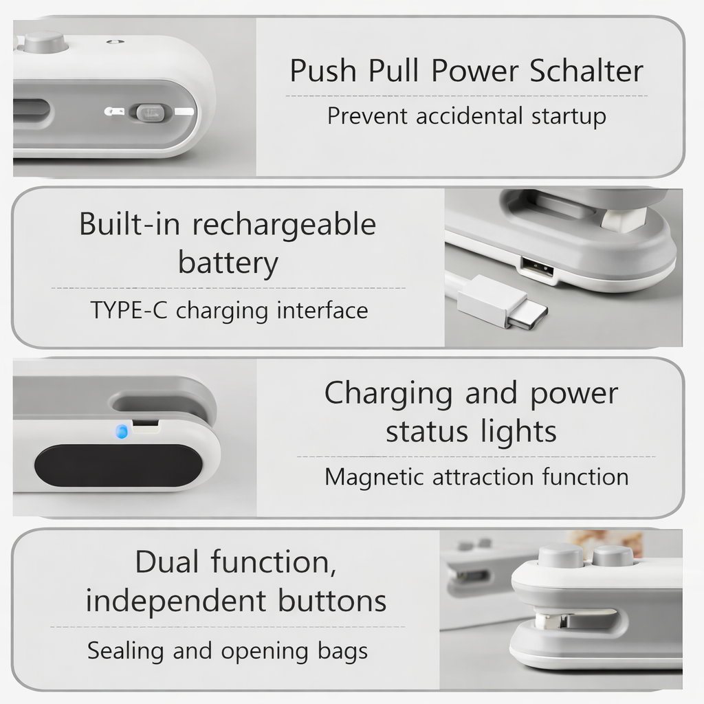 Rechargeable Snack Chips Package Bag Sealer - White
