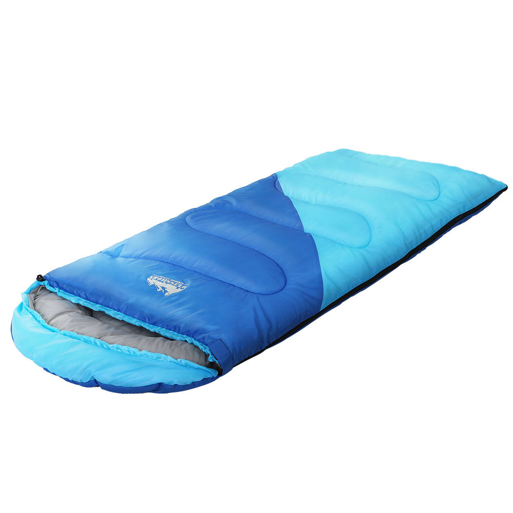 Kids Single Sleeping Bag 172cm Thermal Camping Hiking - Blue