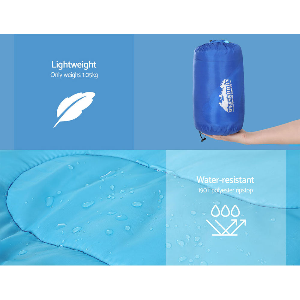 Kids Single Sleeping Bag 172cm Thermal Camping Hiking - Blue