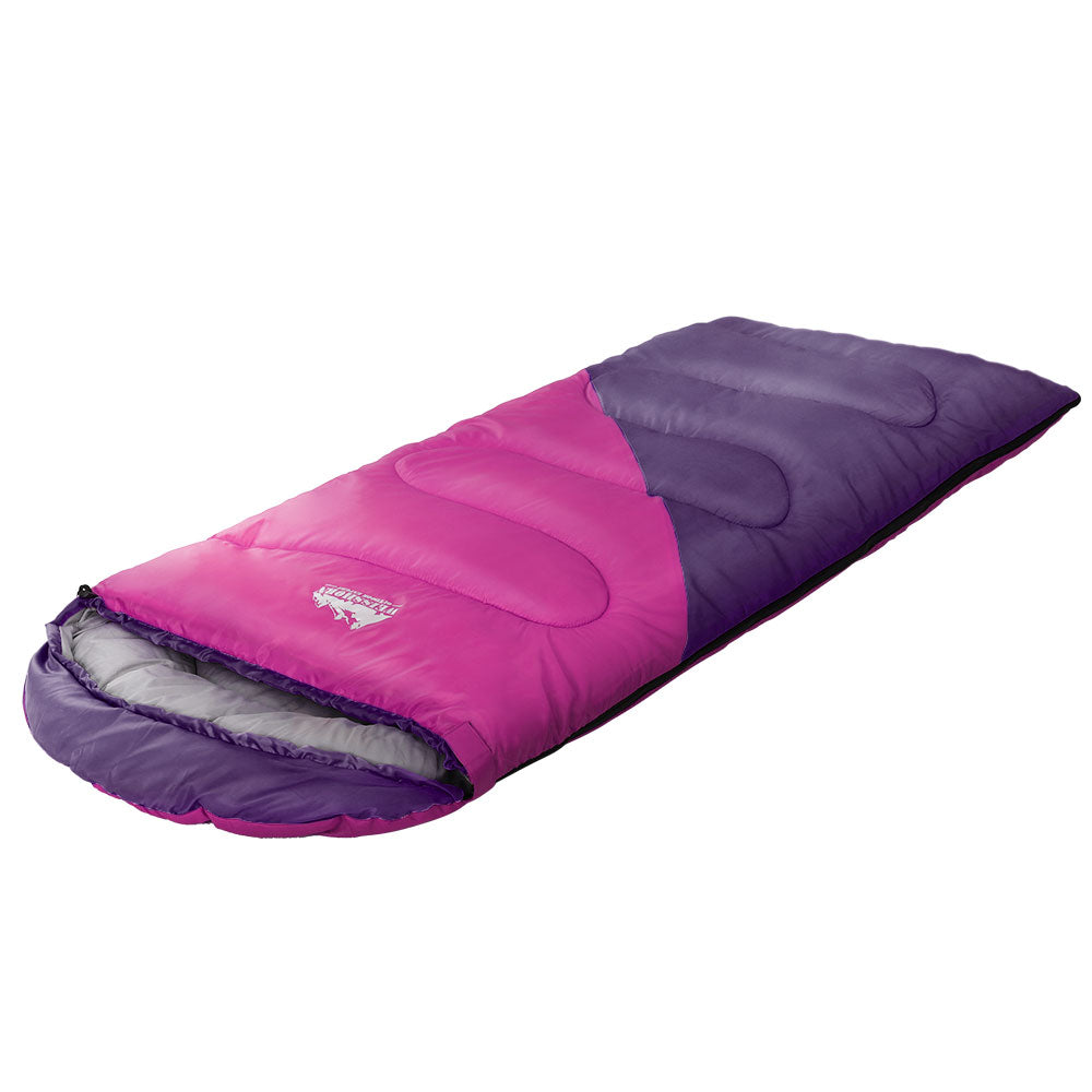 Kids Single Sleeping Bag 172cm Thermal Camping Hiking - Pink