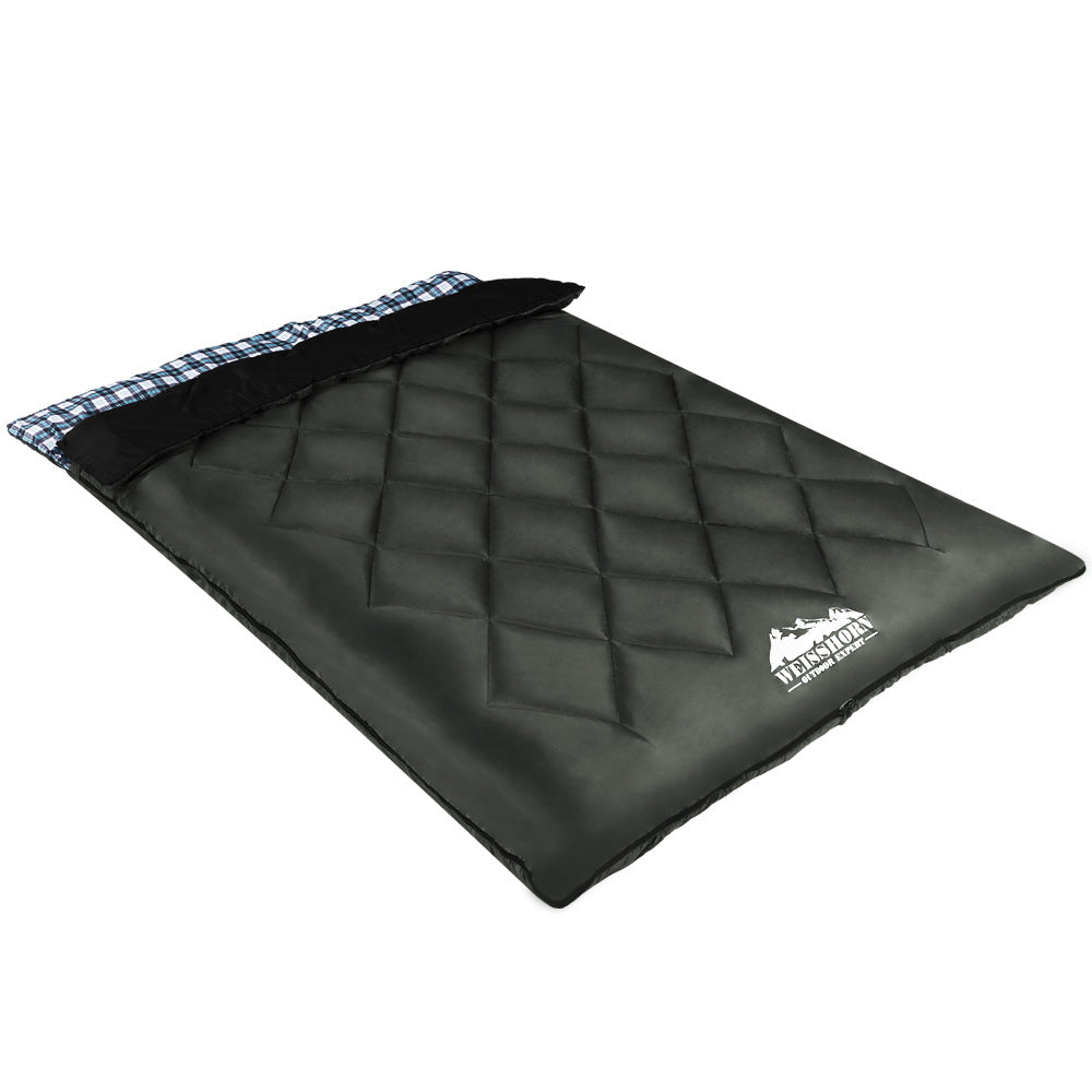 Sleeping Bag Double Pillow Thermal Camping Hiking - Grey