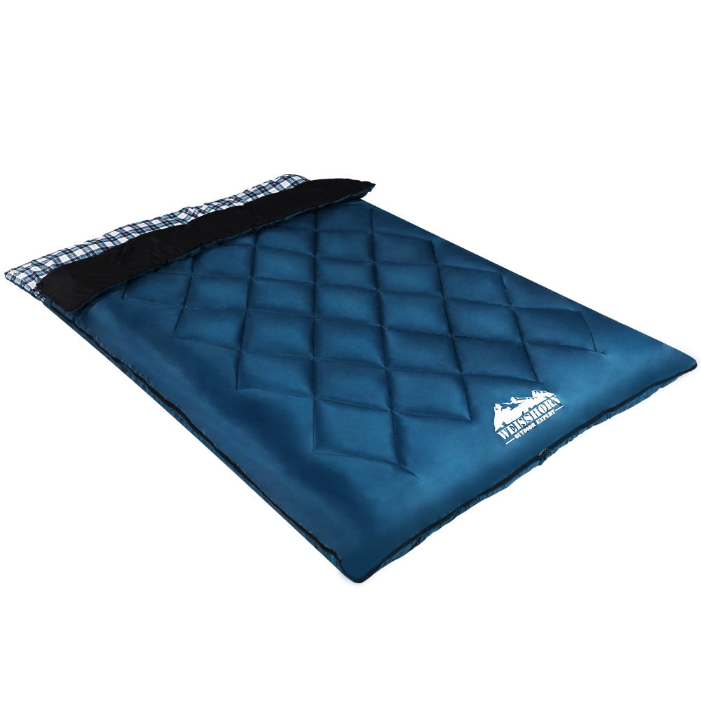 Sleeping Bag Double Pillow Thermal Camping Hiking - Blue
