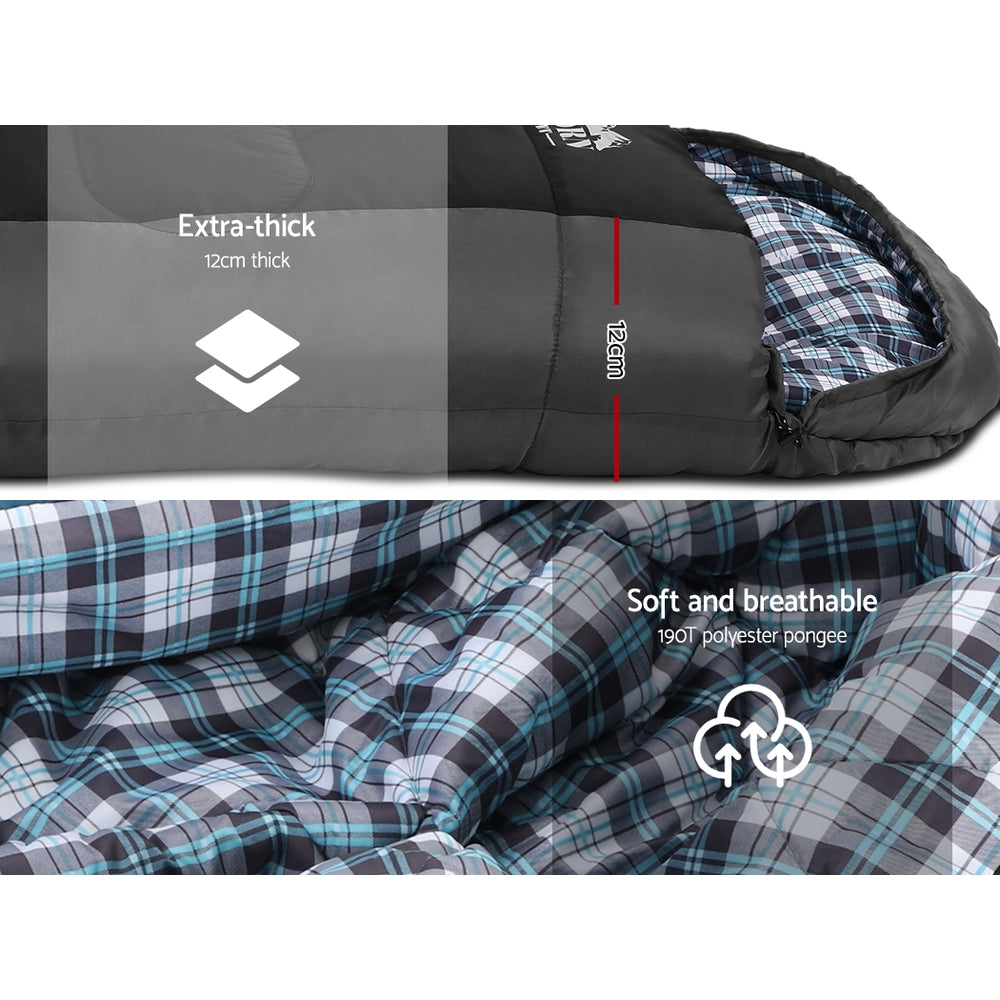 Sleeping Bag Single Thermal Camping Hiking -20°C - Black