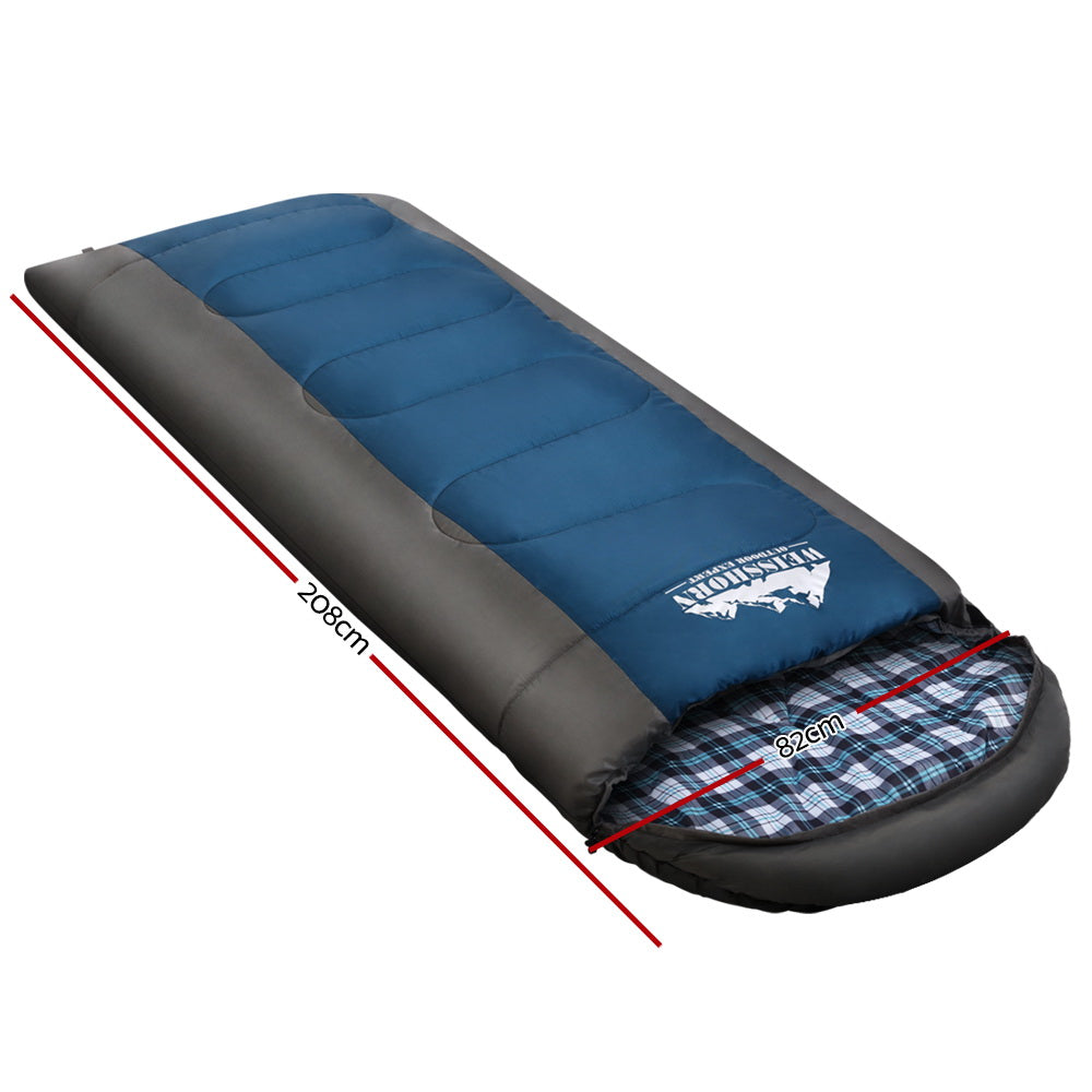 Sleeping Bag Single Thermal Camping Hiking -20°C - Blue