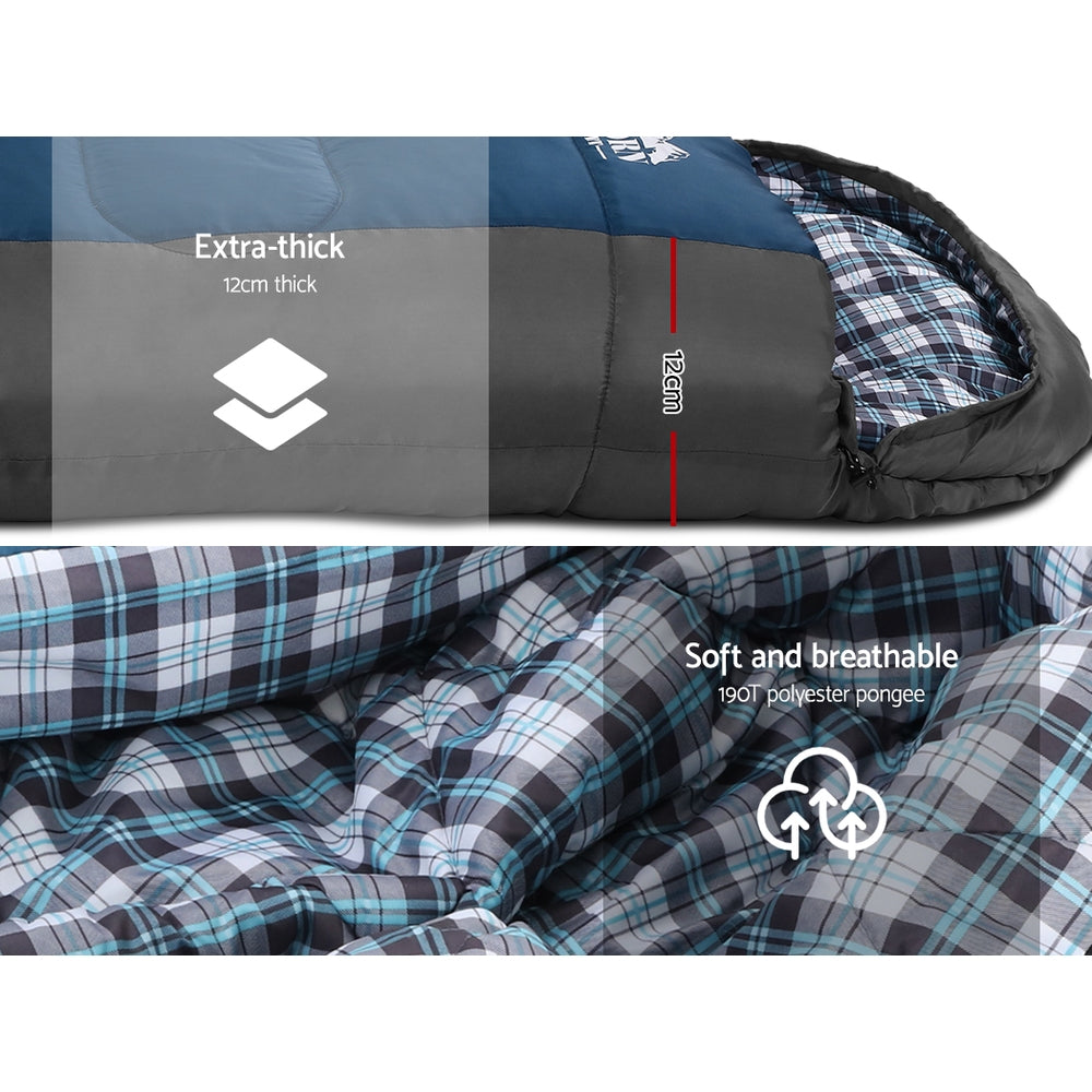 Sleeping Bag Single Thermal Camping Hiking -20°C - Blue