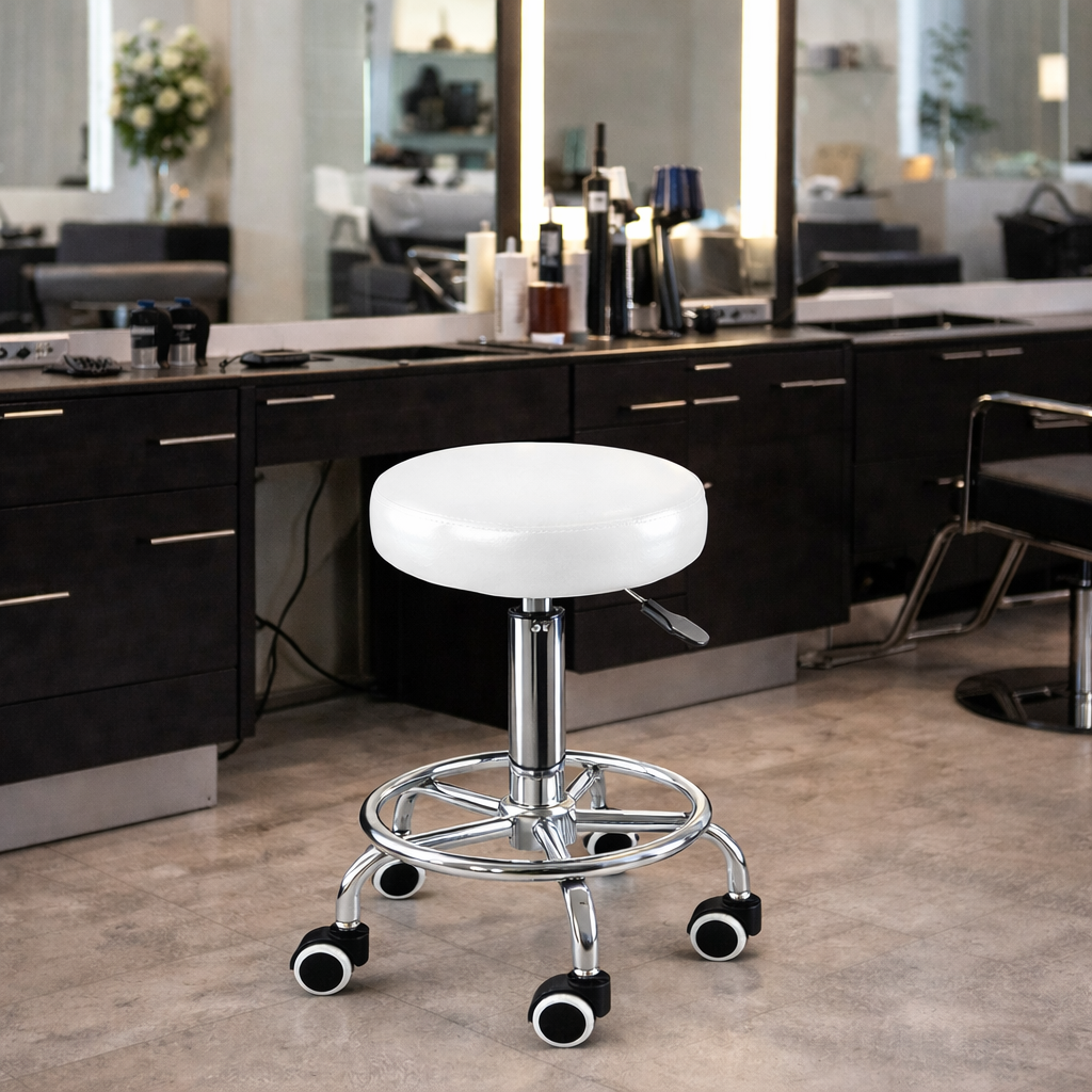 Salon Stool Swivel Hairdressing - White