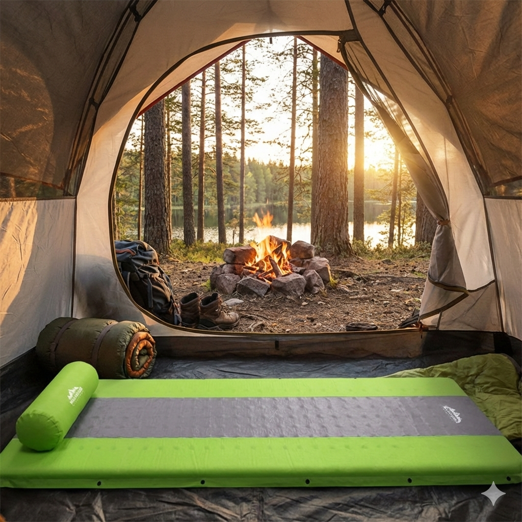 Self Inflating Mattress Camping Sleeping Mat Air Bed Pad Single - Green