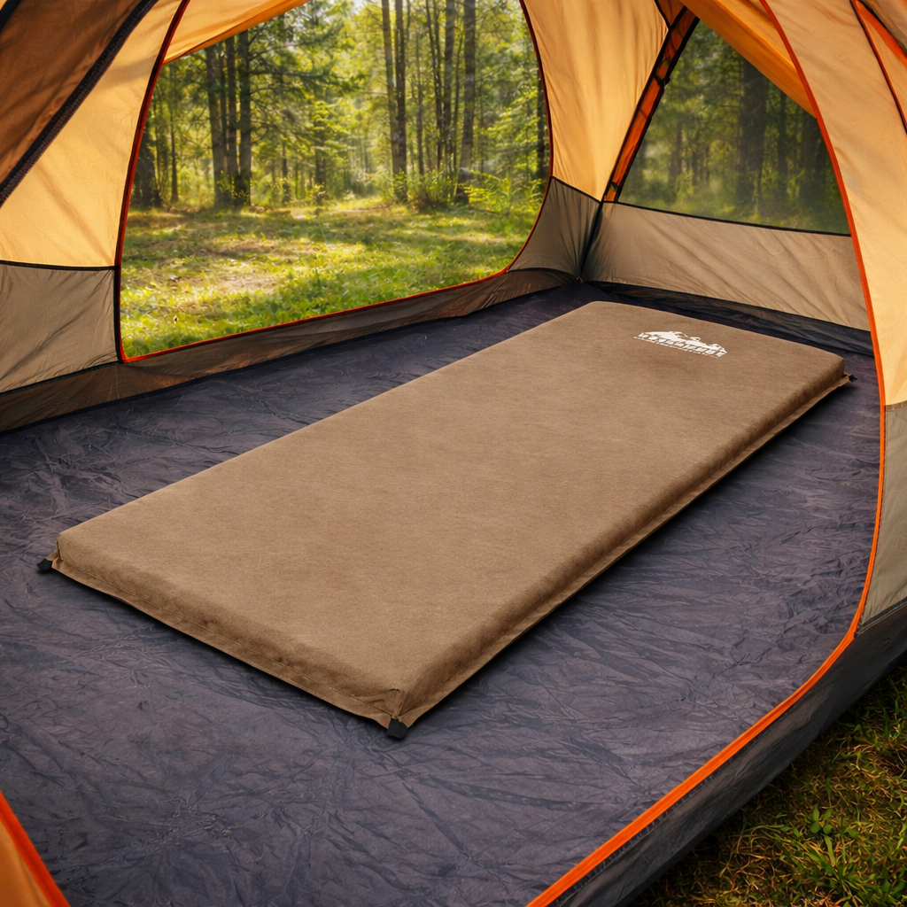 Self Inflating Mattress Camping Sleeping Mat Air Bed Single - Coffee