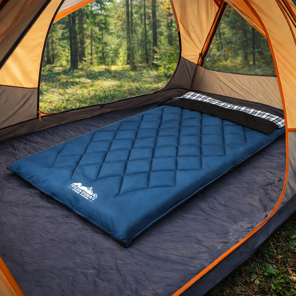 Sleeping Bag Double Pillow Thermal Camping Hiking - Blue