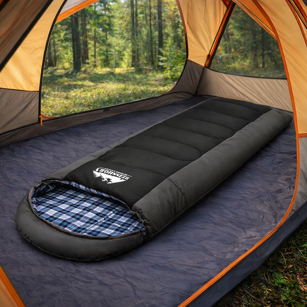 Sleeping Bag Single Thermal Camping Hiking -20°C - Black