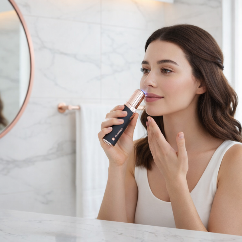 Soft Touch Facial Trimmer with LED - Pink