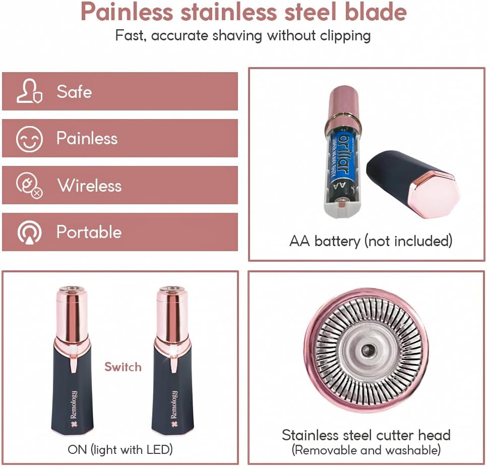 Soft Touch Facial Trimmer with LED - Pink