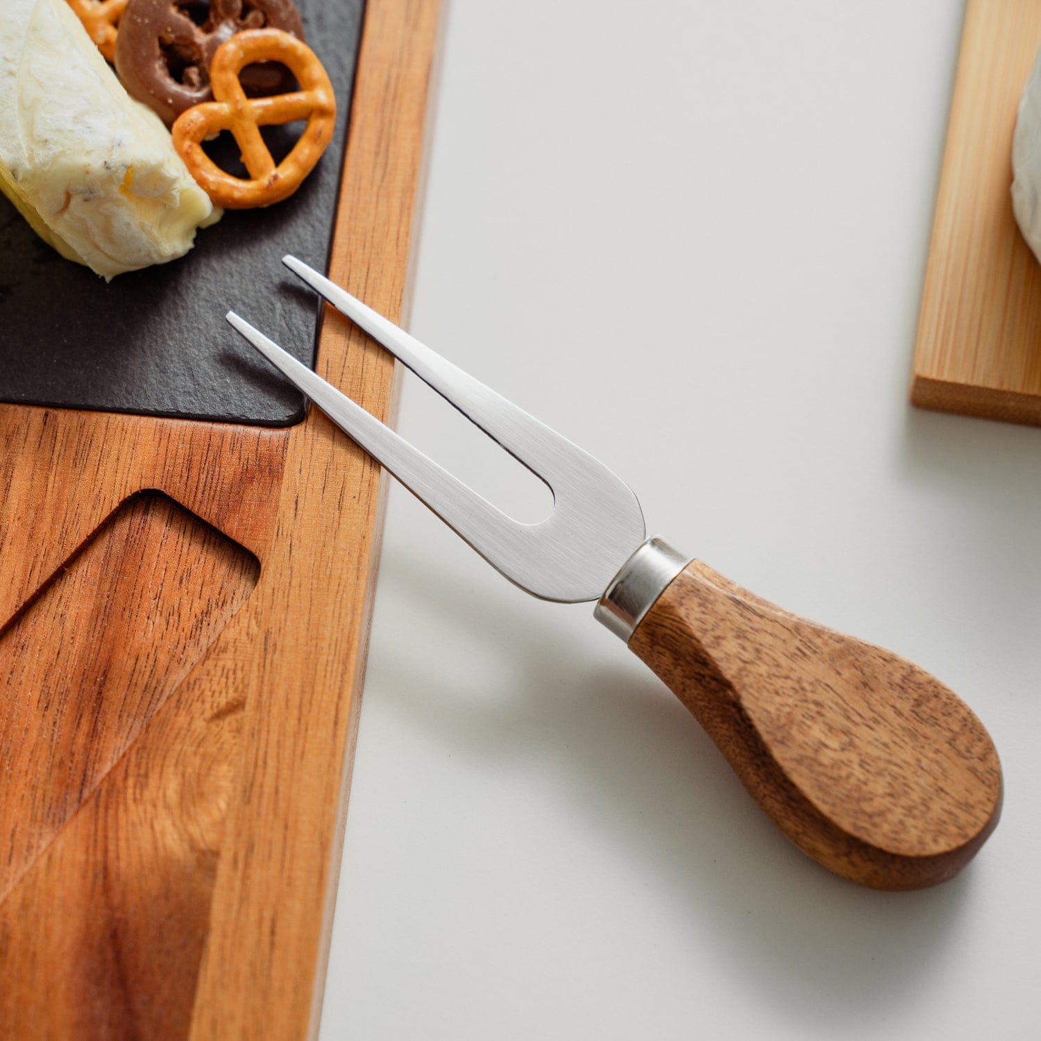 4 Pcs Clevinger Acacia Wood Slate Cheese Board With Knife Set - 04