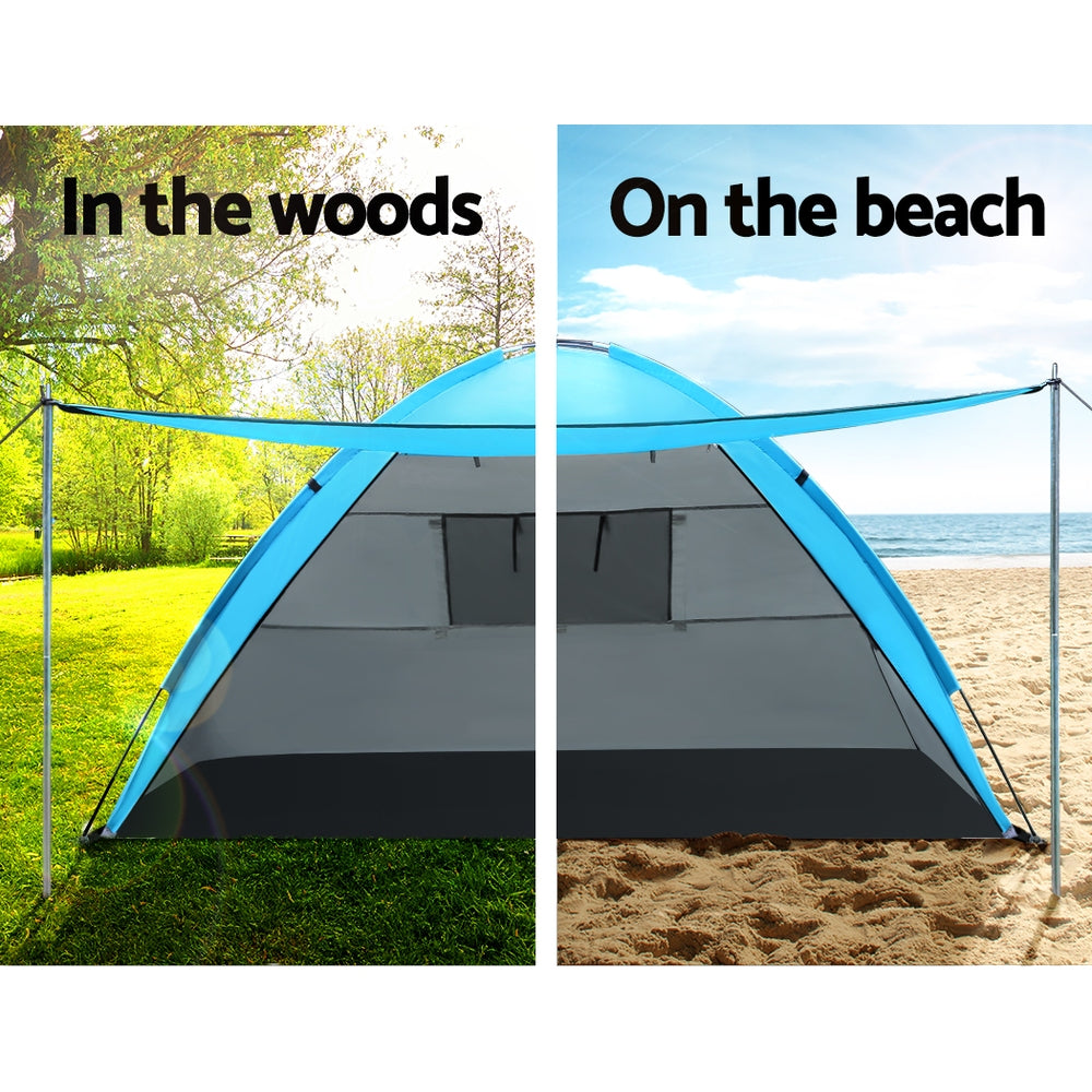 4 Person Camping Tent Beach Portable Sun Shade Shelter - Blue
