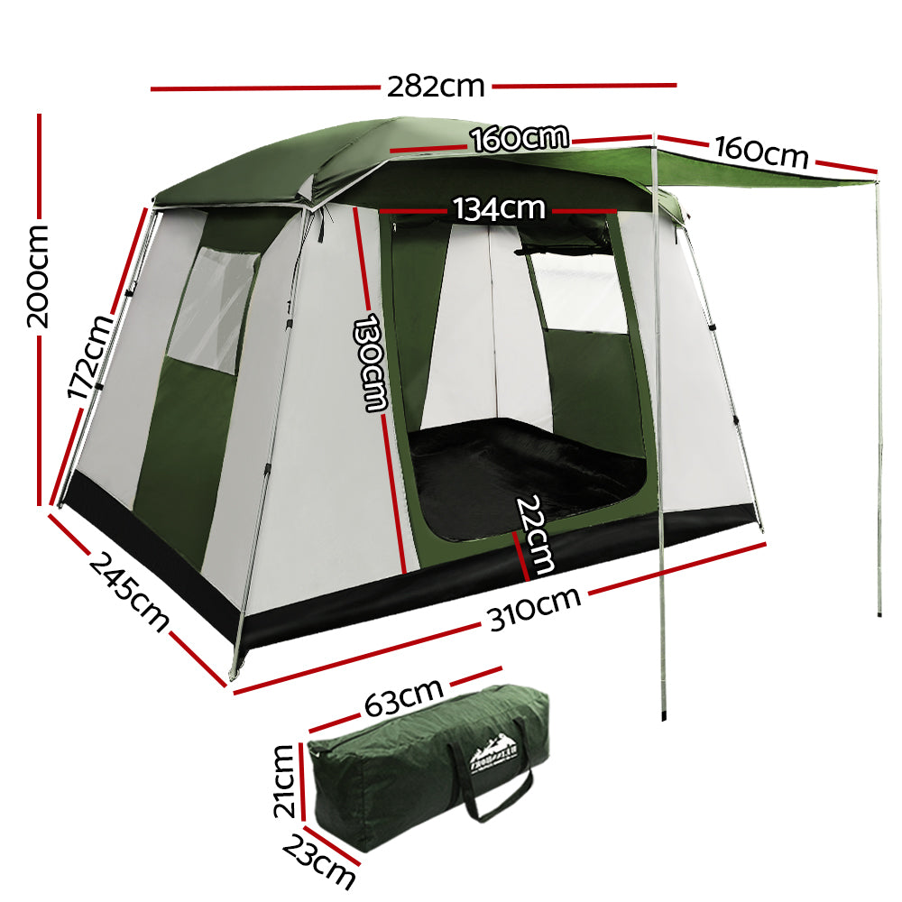 6 Person Camping Tent Family Hiking Dome - Green/White