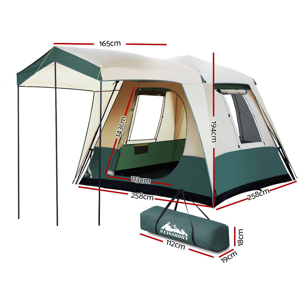 4 Person Instant Pop Up Camping Tent Family Hiking Dome - Green/Beige