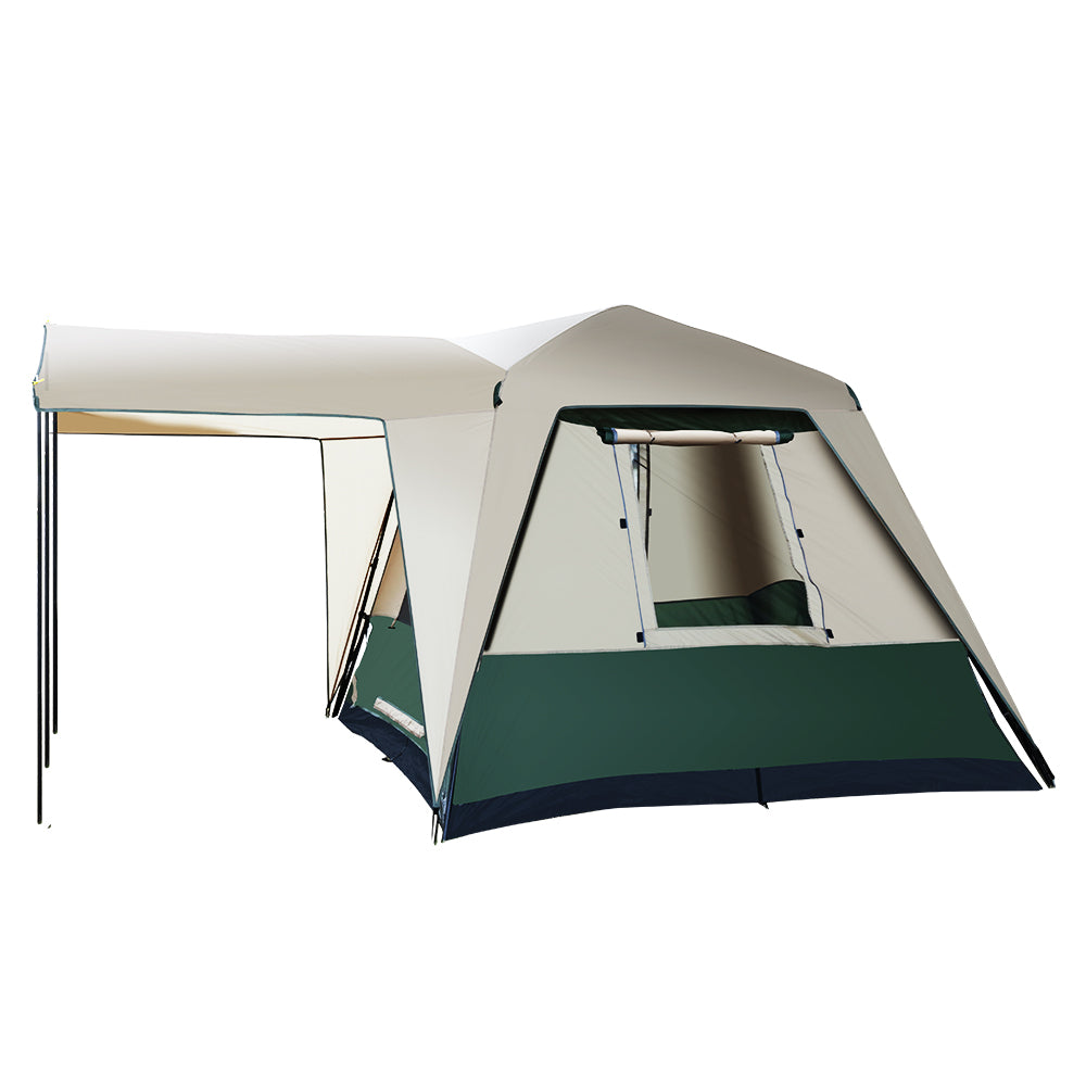 4 Person Instant Pop Up Camping Tent Family Hiking Dome - Green/Beige