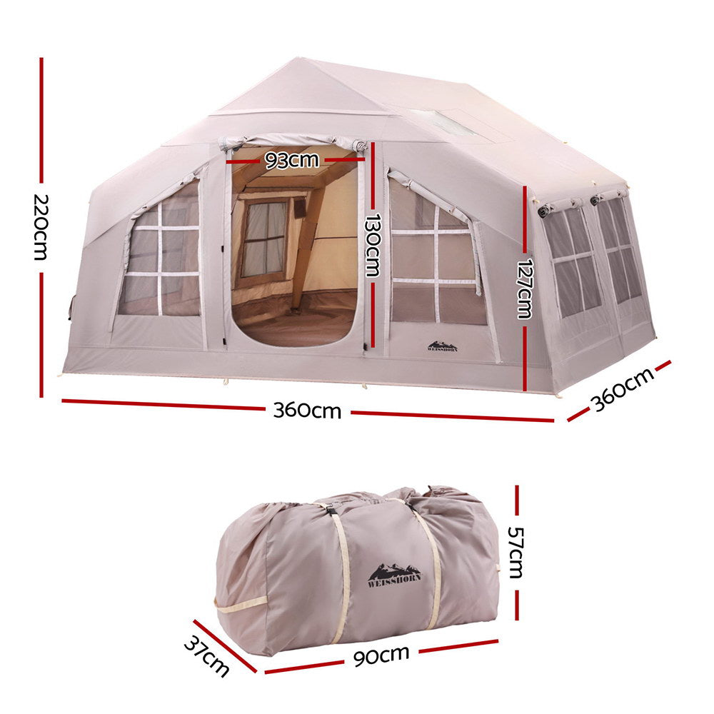 6 Person Camping Tent Inflatable Beach Tent 360CM  - Brown
