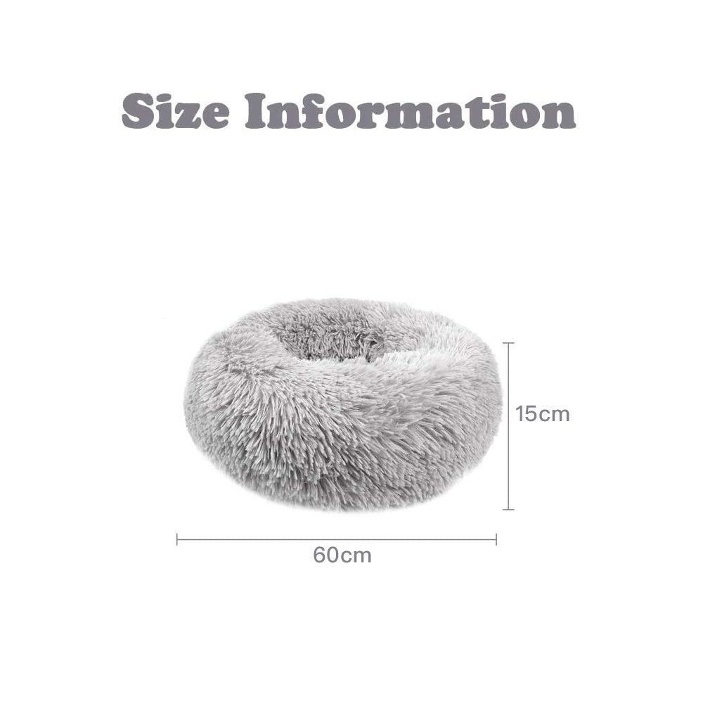 Plush Donut Faux Fur Calming Pet Nest Grey M - 06
