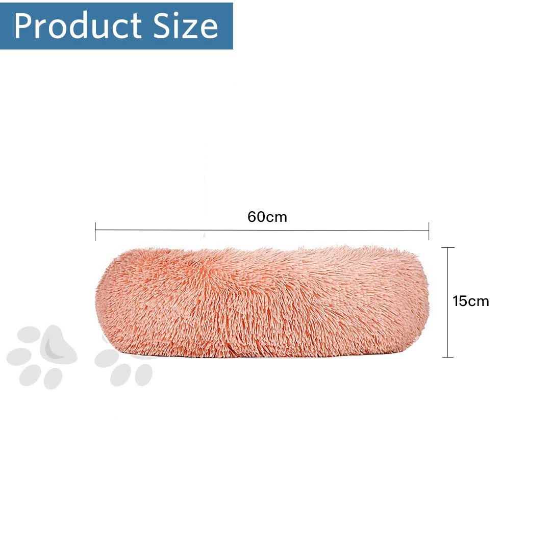Plush Donut Faux Fur Calming Pet Nest Salmon Pink M - 04