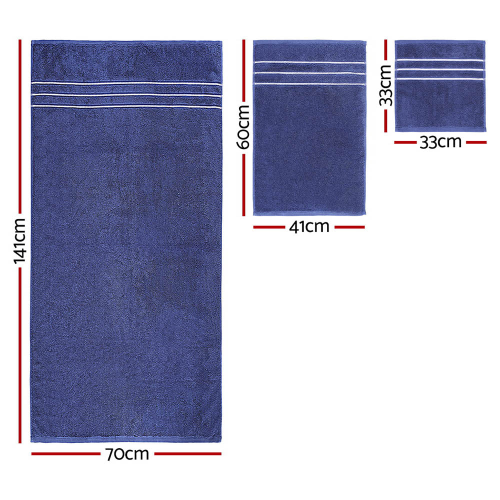 6PCS Hotel Style Premium Cotton Bath Towel Thick 650GSM Set - Navy