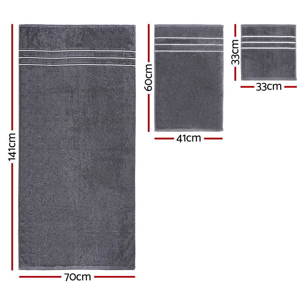 6PCS Hotel Style Premium Cotton Bath Towel Thick 650GSM Set - Grey