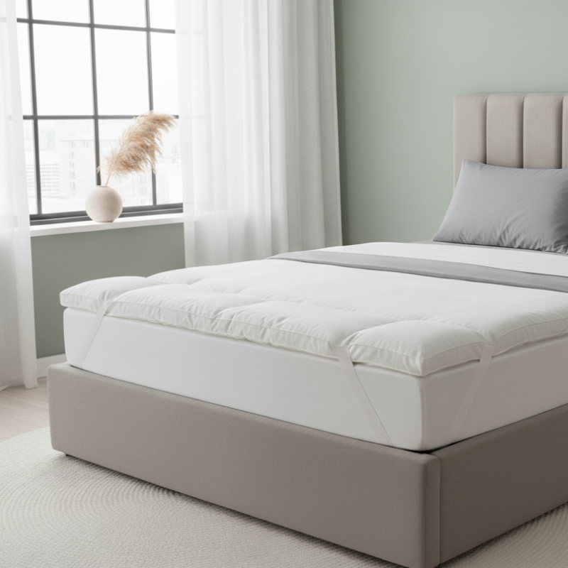 1800GSM Duck Feather &amp; Down Mattress Topper (Double Size) - White