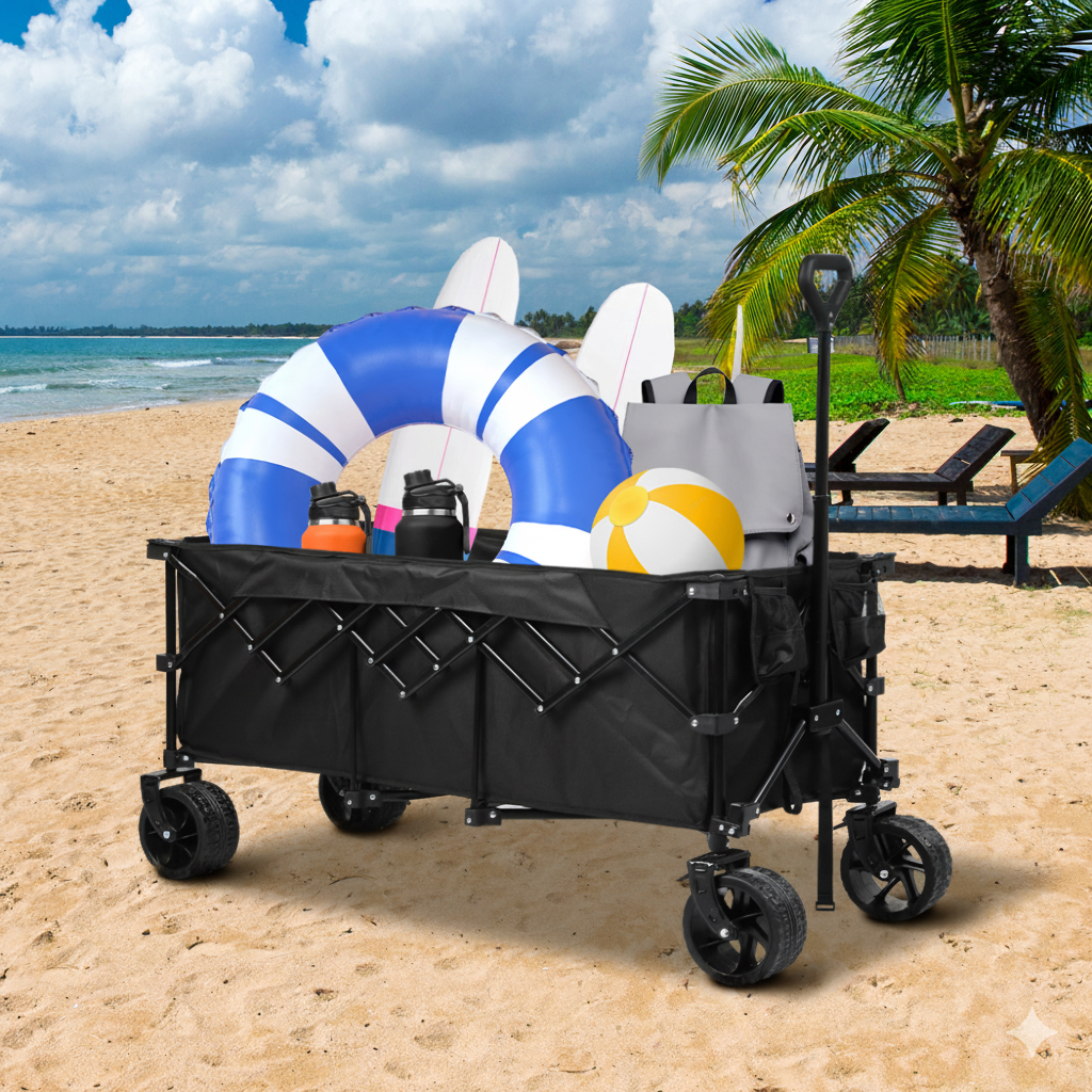 300L Folding Wagon Trolley Cart - Black