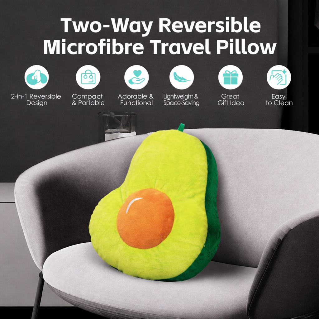 Two-Way Reversible Microfibre Travel Pillow - Avocado
