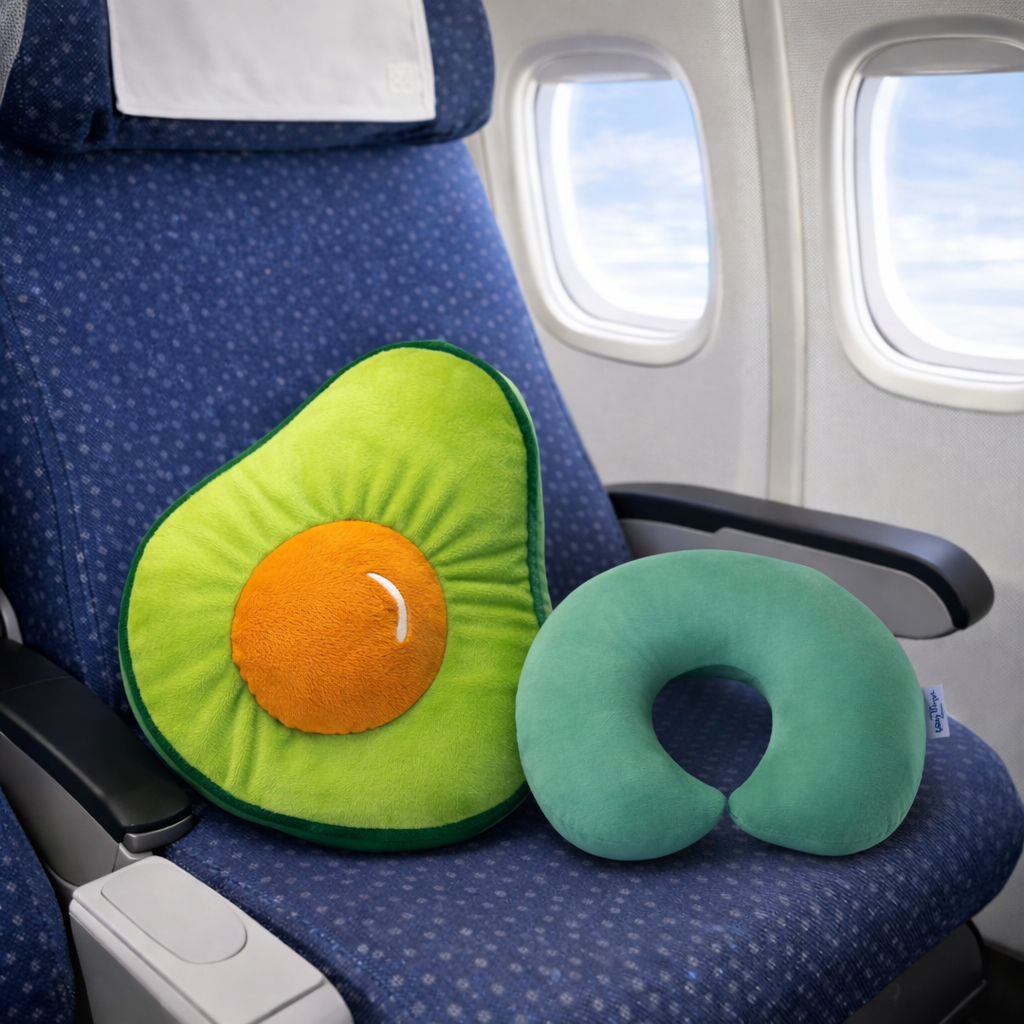Two-Way Reversible Microfibre Travel Pillow - Avocado