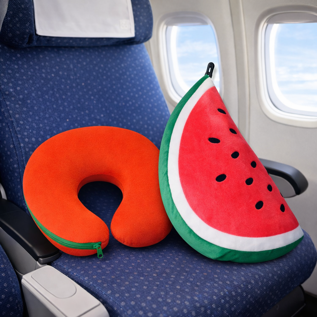 Two-Way Reversible Microfibre Travel Pillow - Watermelon