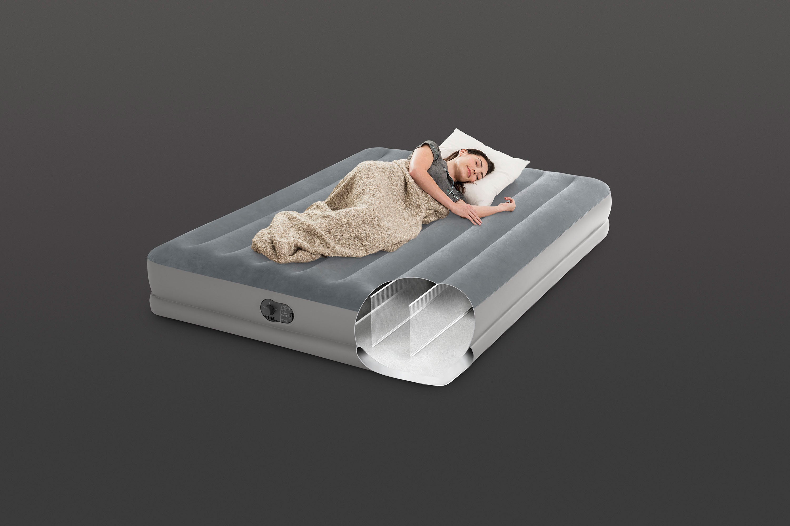 Prestige Air Mattress with Built-In USB Electric Pump (Queen) - Grey