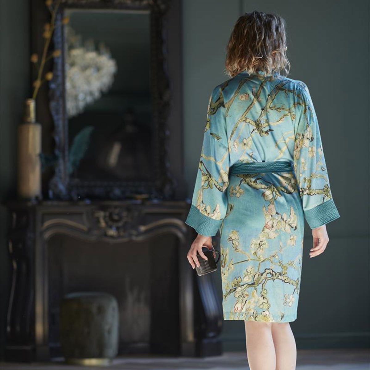 Van Gogh Almond Blossom Blue Kimono Bath Robe - Small/Medium