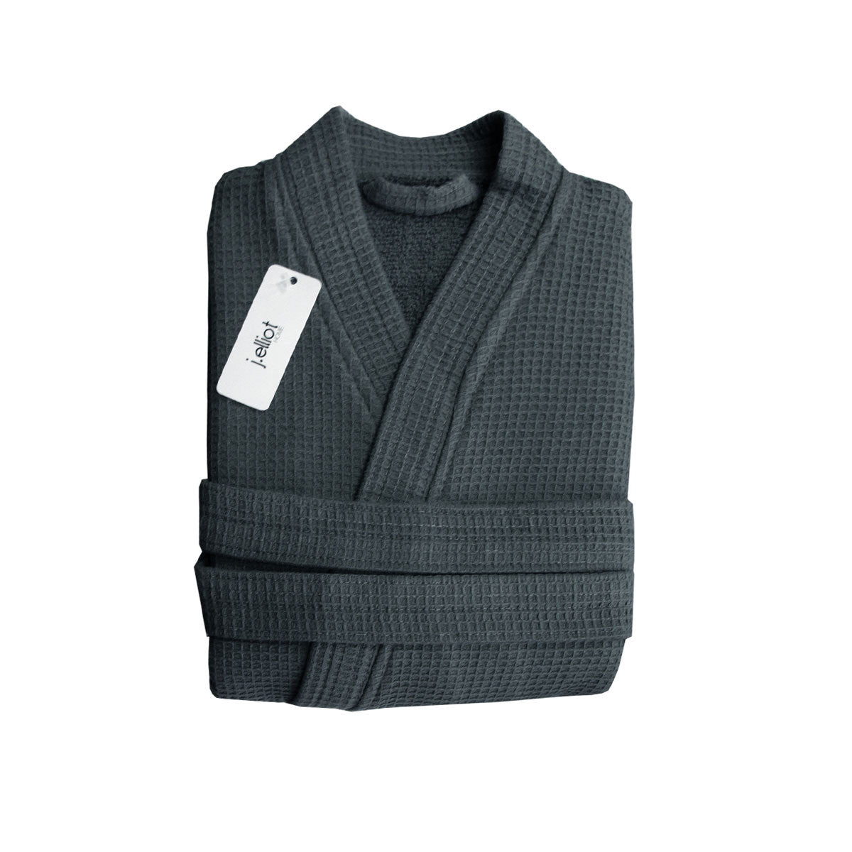 Waffle Pattern Cotton Bath Robe (L) - Coal