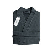 Waffle Pattern Cotton Bath Robe (L) - Coal