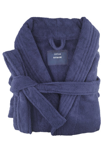 Egyptian Terry Cotton Bathrobe - Navy