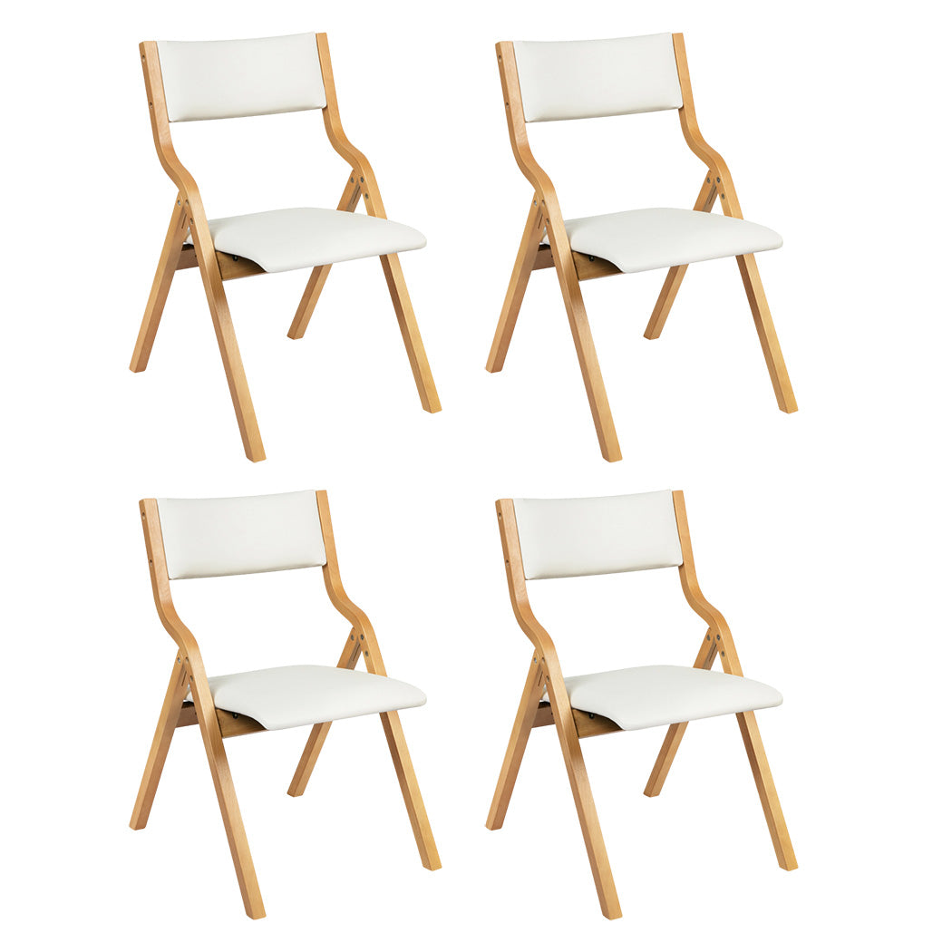 Levede 4x Dining Chairs Foldable PU Beige-1966287369070055424