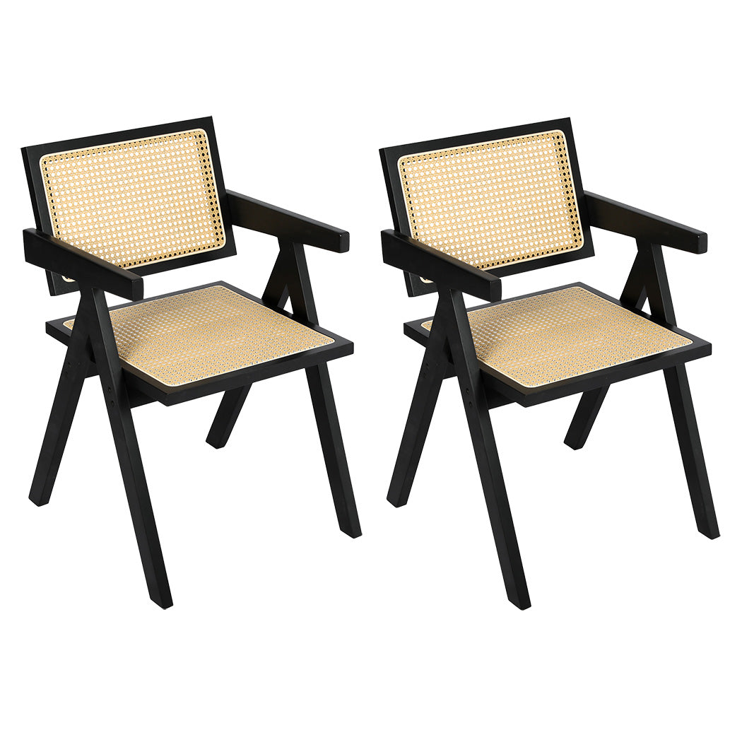 Levede 2x Black Wicker Armchair Dining Chair-1966287371402088448