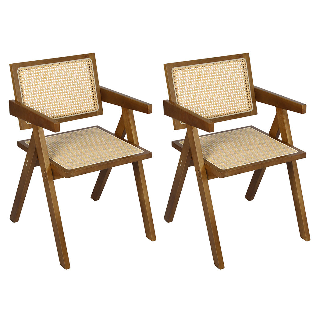 Levede 2x Walnut Wicker Armchair Dining Chair-1966287372182228992