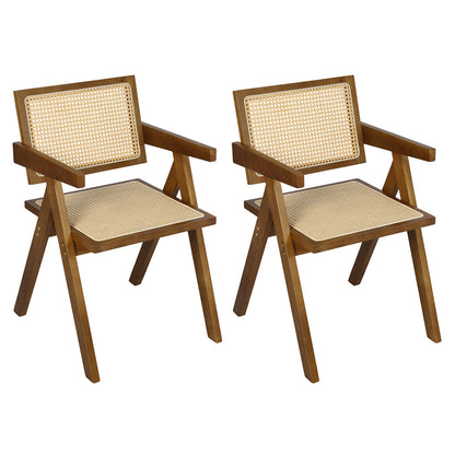 Levede 2x Walnut Wicker Armchair Dining Chair-1966287372182228992