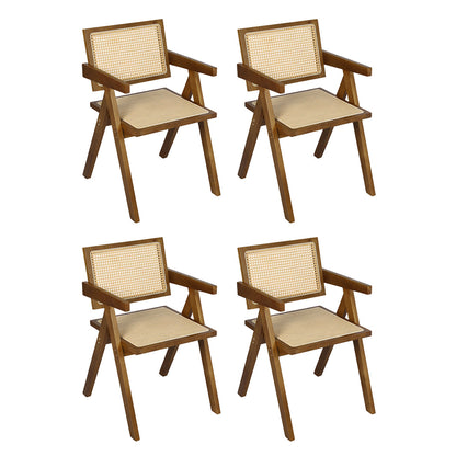 Levede 4x Walnut Wicker Armchair Dining Chair-1966287372387749888