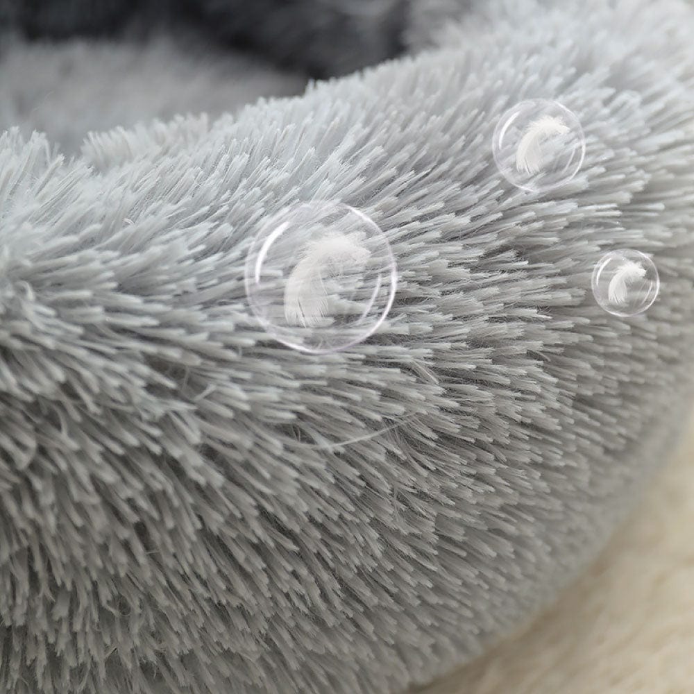 Plush Donut Faux Fur Calming Pet Nest Grey L - 03